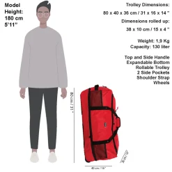 Airmont Newark Rood 110L Rollable Trolley Weekendtas Waterafstotend