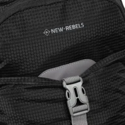 New Rebels ® Kinley - Rugtas - Schooltas - Vrijetijdstas - 48 Liter - Nylon - Zwart