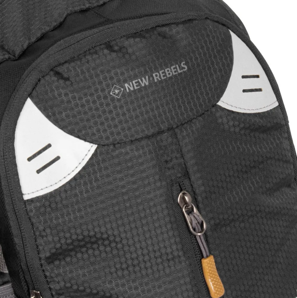 New Rebels ® Kinley - Rugtas - Schooltas - Vrijetijdstas - 28 Liter - Nylon - Zwart