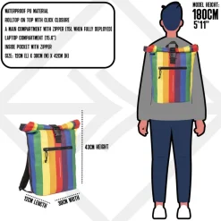 New Rebels ® Mart - Rolltop - Rugzak - Waterafstotend  - Regenboog - Rainbow - Large II - Rugtas