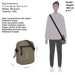 New Rebels ® Mart - Schoudertas - Crossbody tas -  Top Zip - Olijf