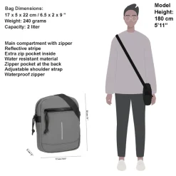 New Rebels ® Mart - Schoudertas - Crossbody tas -  Top Zip - Antraciet