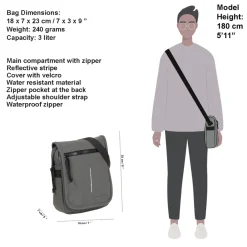 New Rebels ® Mart - Small - Flap - Schoudertas - Crossbody tas - Antraciet