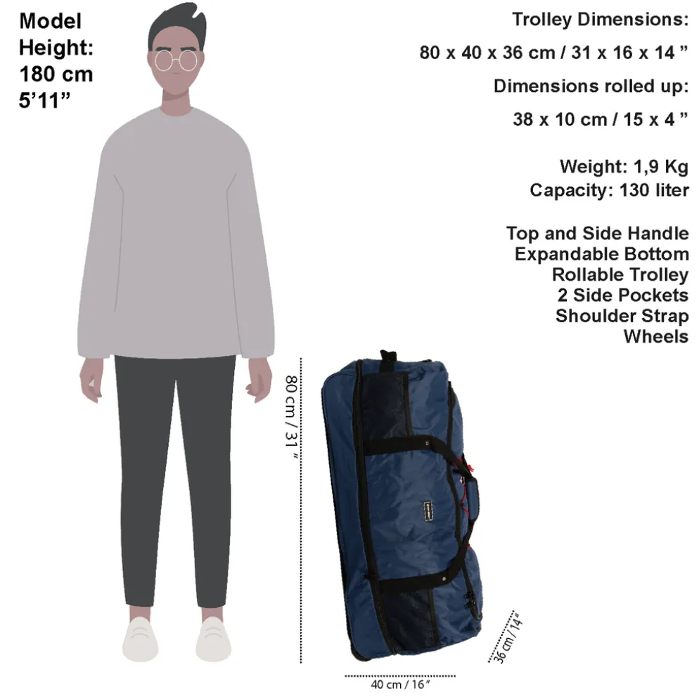 New Rebels Airmont Newark Cobalt 110L Rollable Trolley Weekendtas Waterafstotend