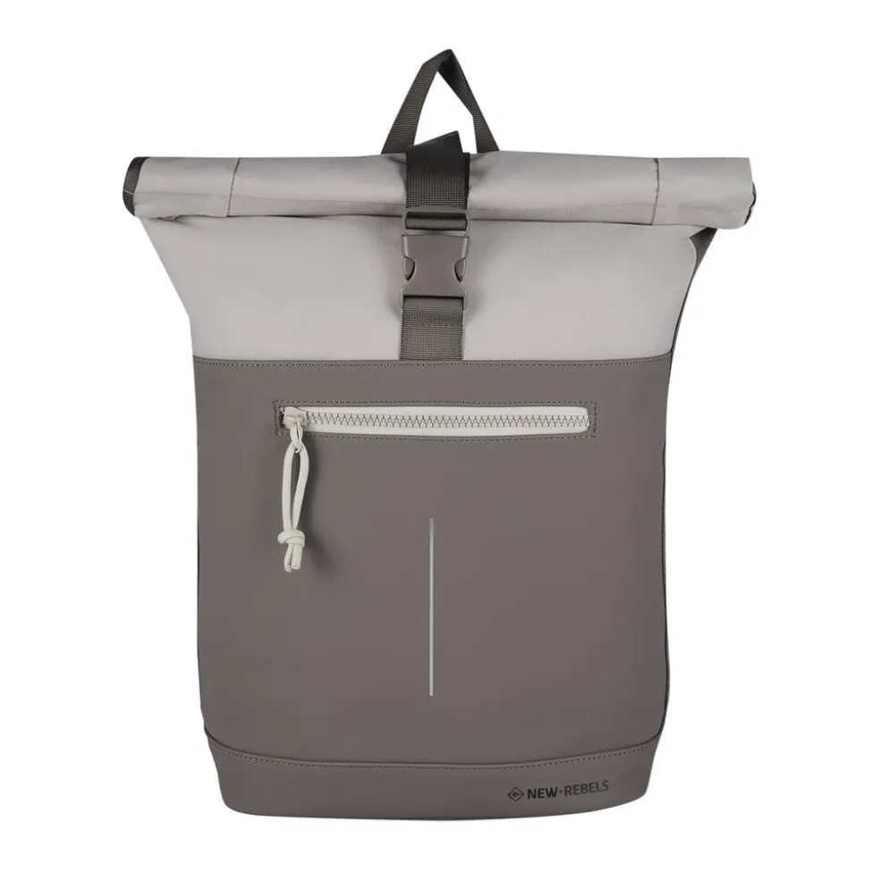 New Rebels Backham New York Taupe 21L Rolltop Rugzak Waterafstotend Laptop 15.6"