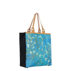 New Rebels Boodschappentas Blossoms – Stevige Nylon Shopper met Leren Hengsels – Van Gogh Print – 39L