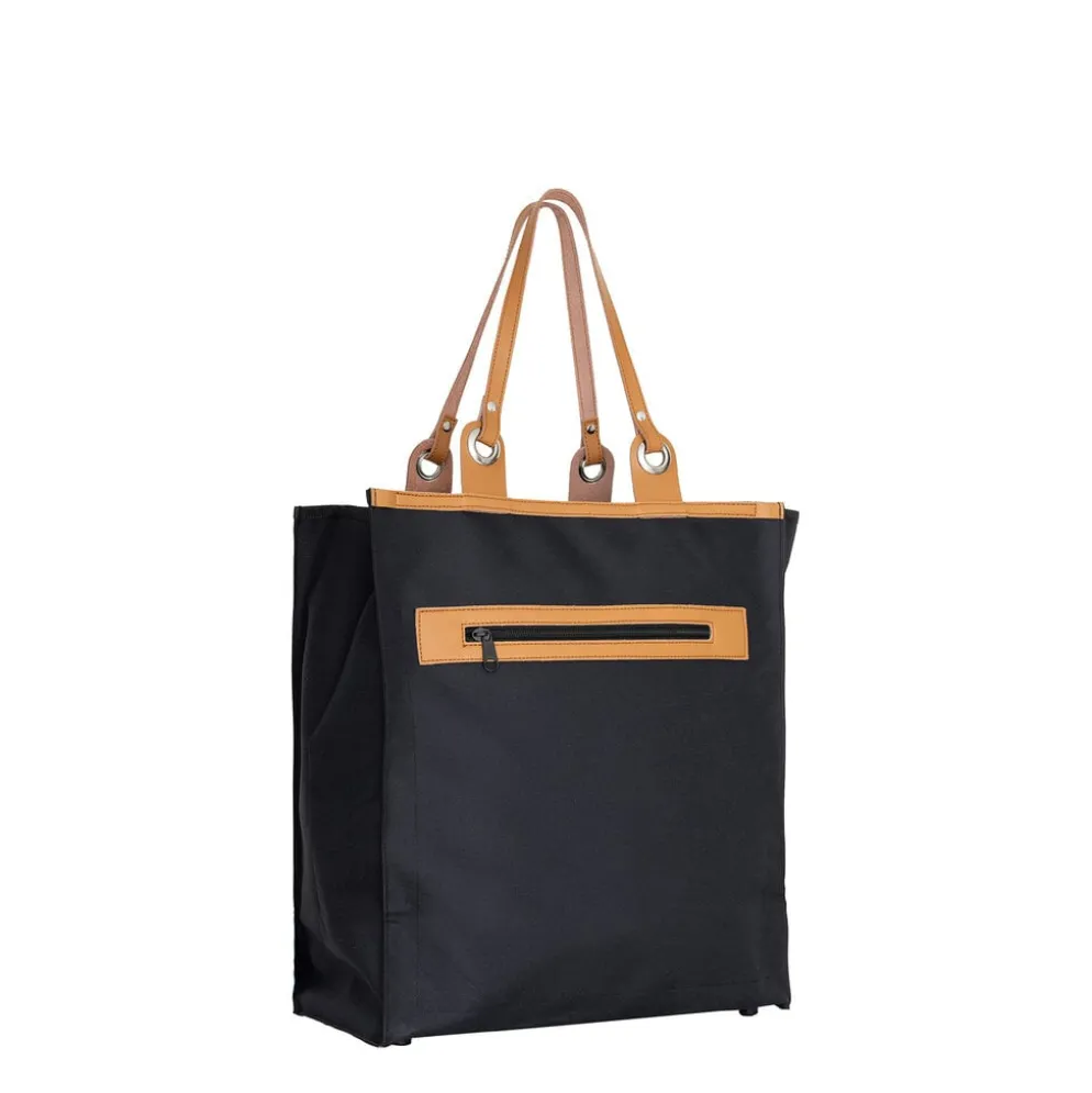 New Rebels Boodschappentas Blossoms – Stevige Nylon Shopper met Leren Hengsels – Van Gogh Print – 39L