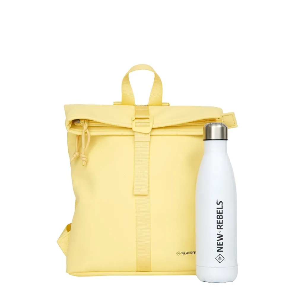 New Rebels Branson Los Angeles Rolltop Backpack Mini 7L Waterafstotende Rugzak PU Butter Yellow