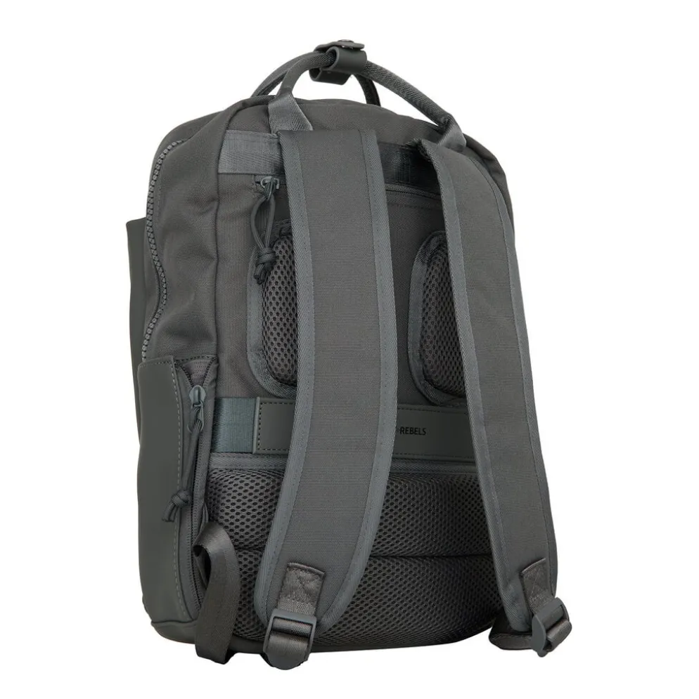 New Rebels Bruce Miami Rugzak 9L Waterafstotende Laptop Rugtas 13 inch Schooltas en Werktas van PU Nylon Comfortabel Comp 9L Antracite
