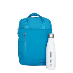 New Rebels Bruce Miami Rugzak 9L Waterafstotende Laptop Rugtas 13 inch Schooltas en Werktas van PU Nylon Comfortabel Comp 9L Turquoise