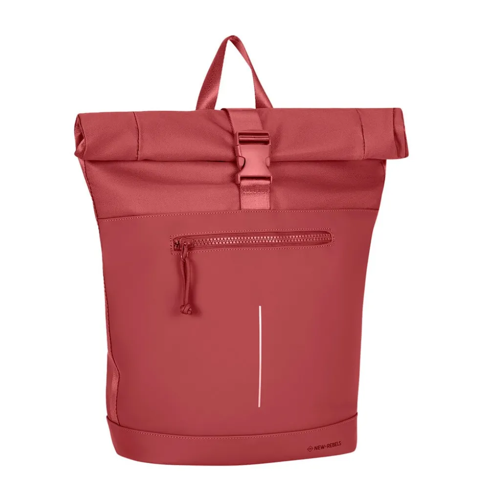 New Rebels Bruce New York Burgundy 21L Rolltop Rugzak Waterafstotend Laptop 15.6"
