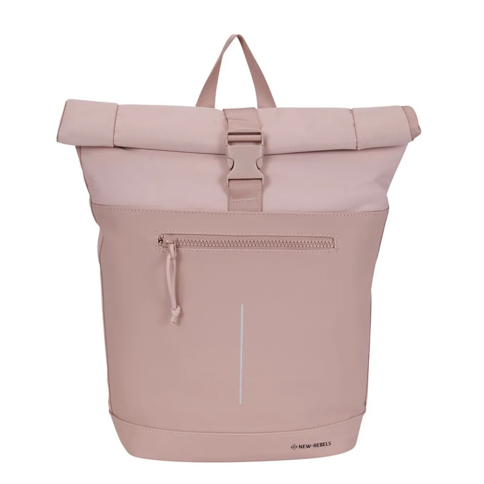 New Rebels Bruce New York Oudroze 21L Rolltop Rugzak Waterafstotend Laptop 15.6"