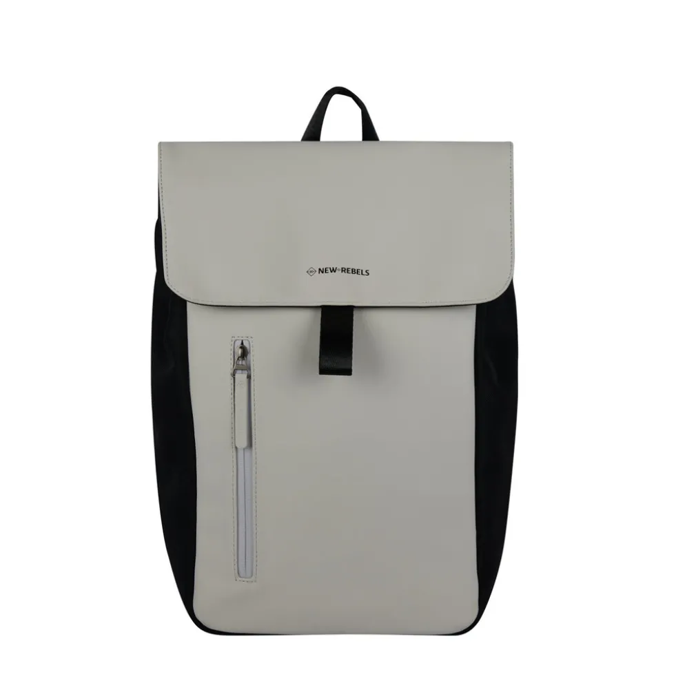 New Rebels Ceres Dothan Zwart Lichtgrijs 15L Rugtas met Flap Waterafstotend Laptop 15.6"