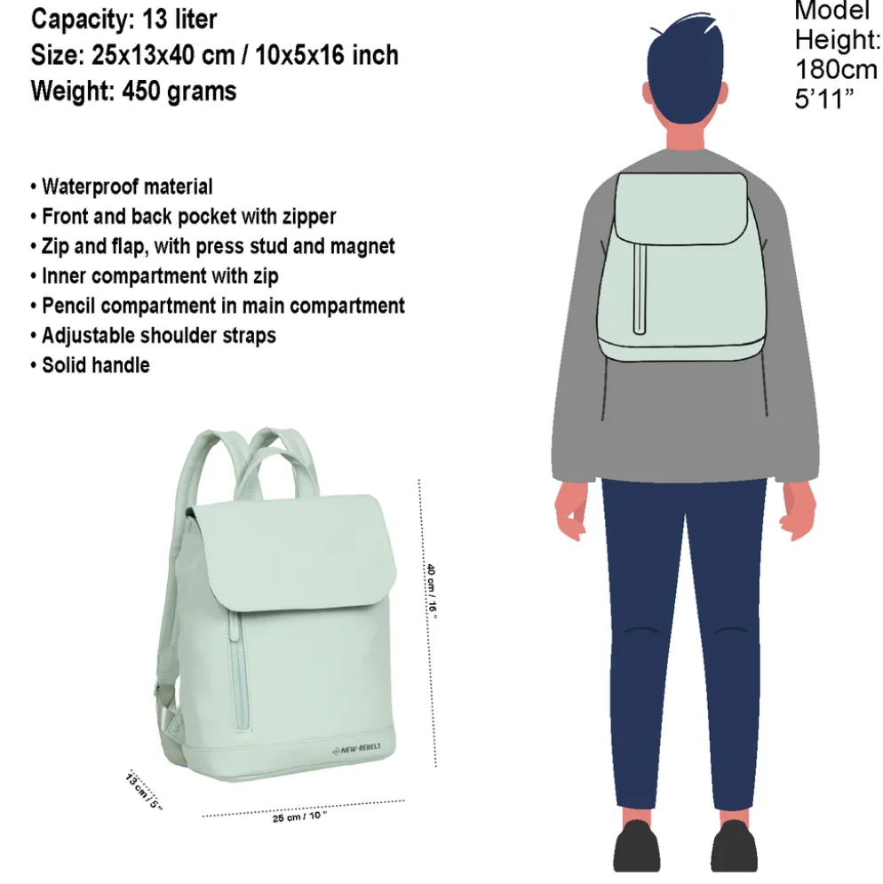 New Rebels Daley Washington Mint 10L Rugzak Waterafstotend