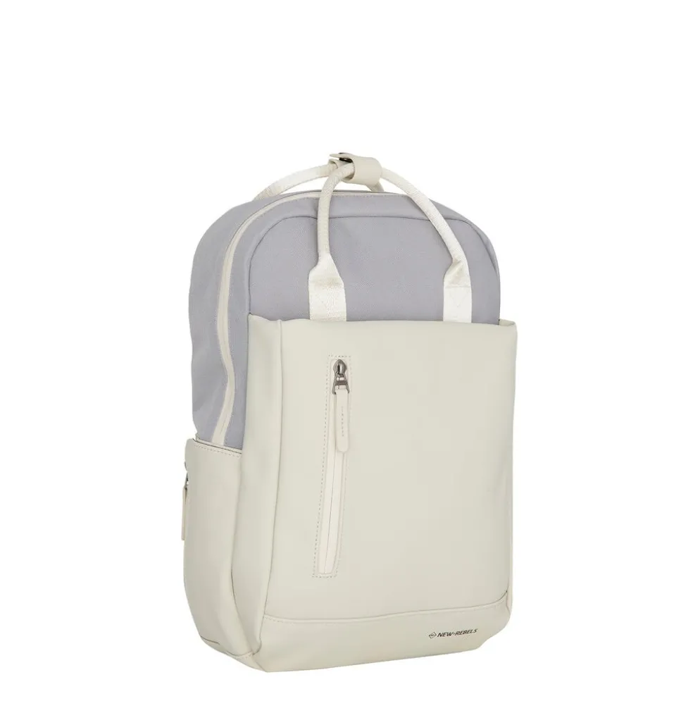 New Rebels Ferron Miami Rugzak 9L Waterafstotende Laptop Rugtas 13 inch Schooltas en Werktas van PU Nylon Comfortabel Lila Beige