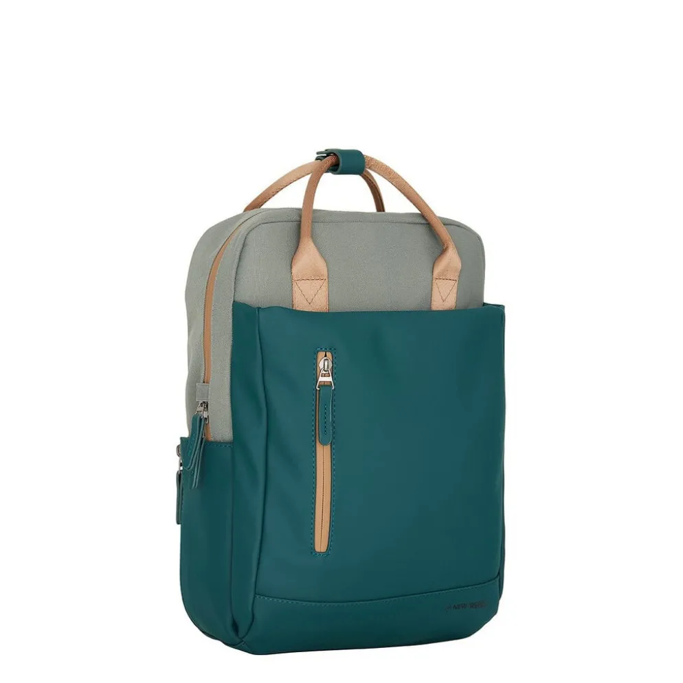 New Rebels Ferron Miami Rugzak 9L Waterafstotende Laptop Rugtas 13 inch Schooltas en Werktas van PU Nylon Comfortabel Petrol