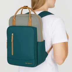 New Rebels Ferron Miami Rugzak 9L Waterafstotende Laptop Rugtas 13 inch Schooltas en Werktas van PU Nylon Comfortabel Petrol