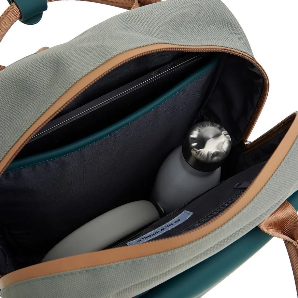 New Rebels Ferron Miami Rugzak 9L Waterafstotende Laptop Rugtas 13 inch Schooltas en Werktas van PU Nylon Comfortabel Petrol