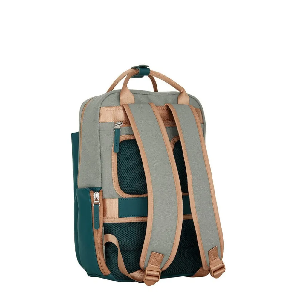 New Rebels Ferron Miami Rugzak 9L Waterafstotende Laptop Rugtas 13 inch Schooltas en Werktas van PU Nylon Comfortabel Petrol
