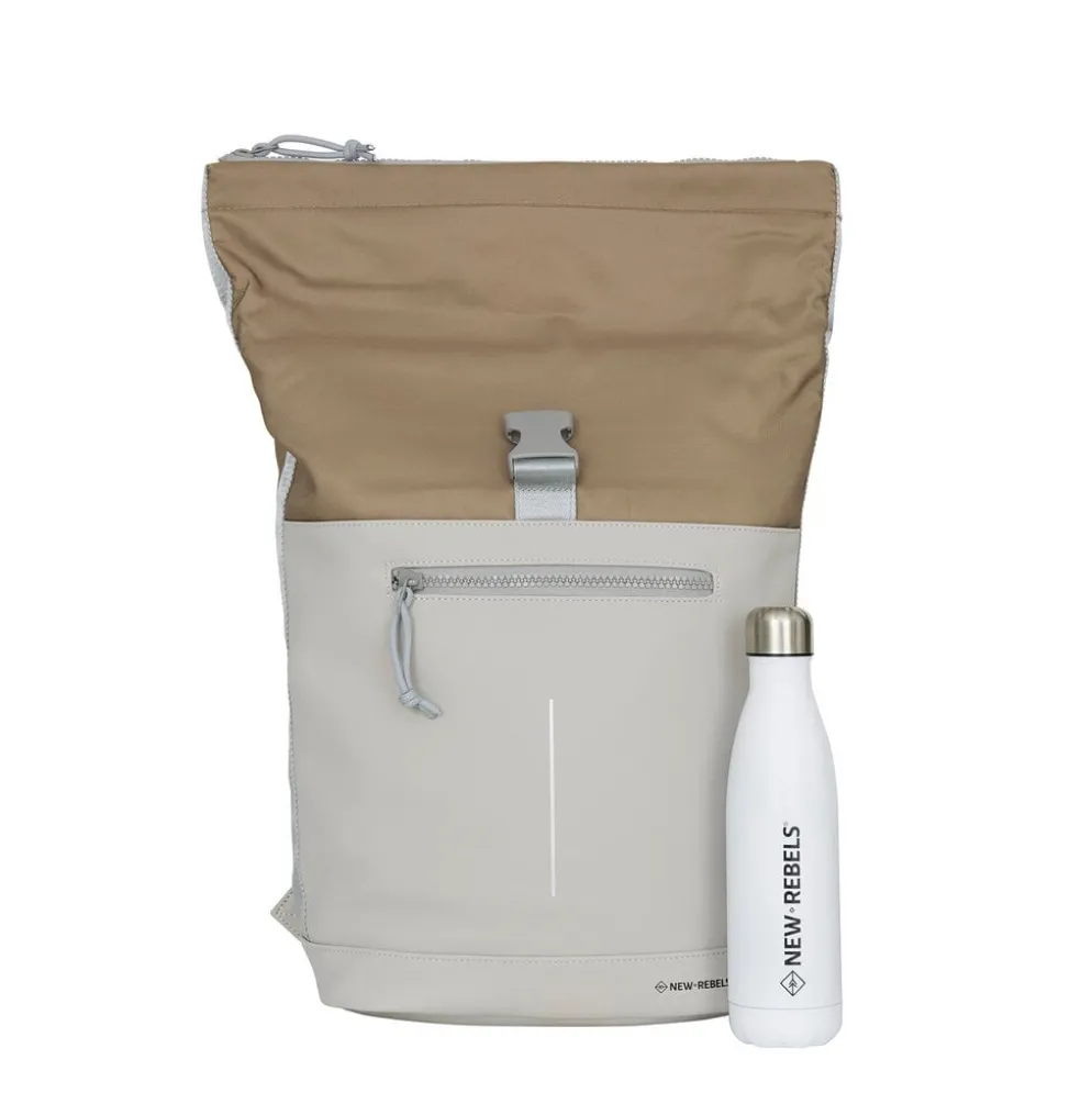 New Rebels Ferron New York Rolltop Rugzak 16L – Rolltop Werktas / Schooltas Laptop Rugtas Grijs