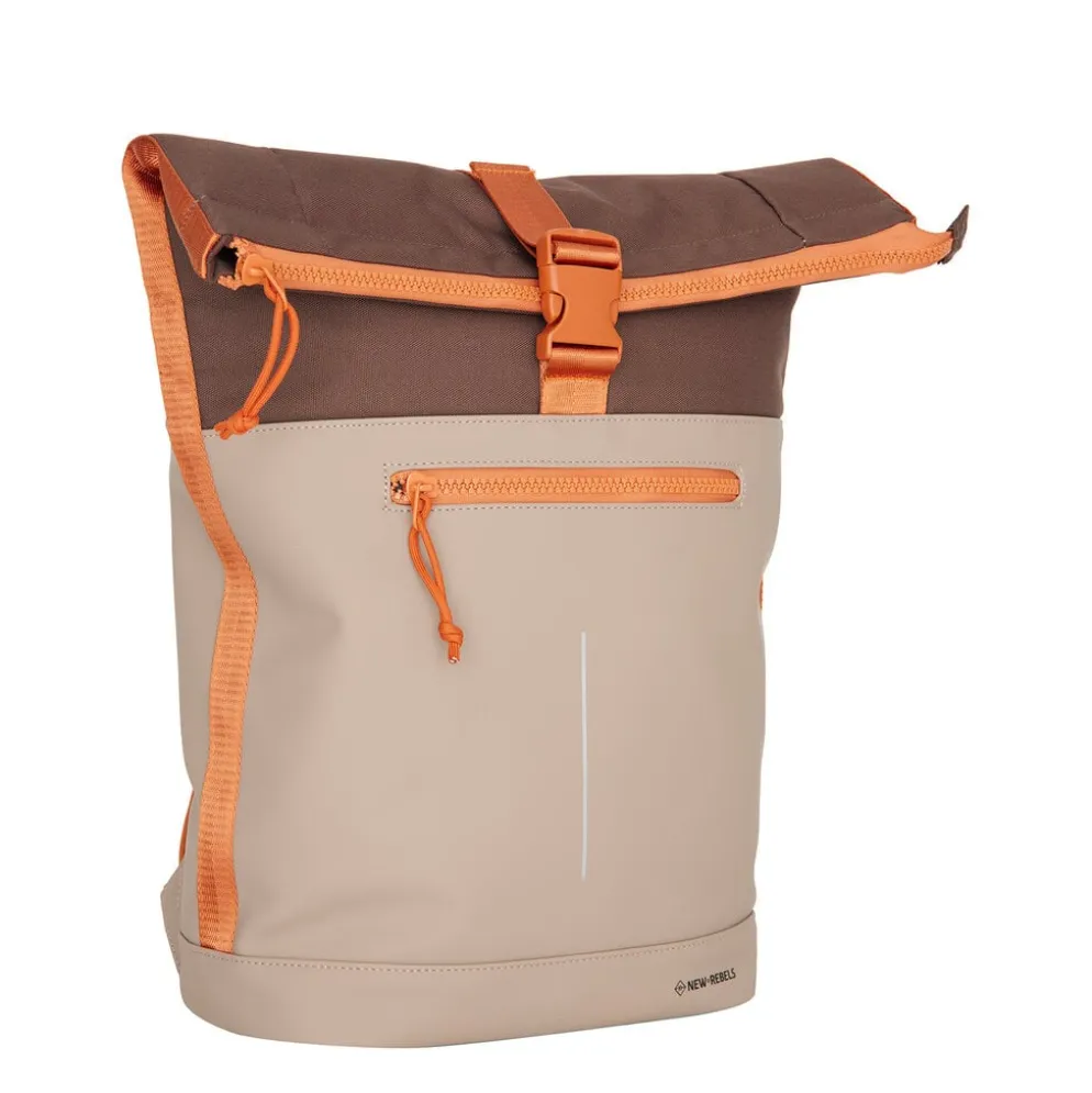 New Rebels Ferron New York Rolltop Rugzak 16L – Rolltop Werktas / Schooltas Laptop Rugtas Coffee