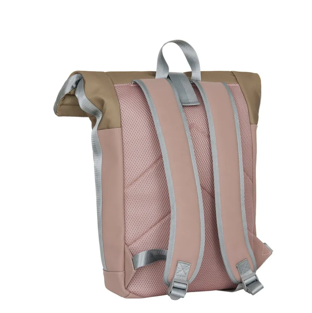 New Rebels Ferron New York Rolltop Rugzak 16L – Rolltop Werktas / Schooltas Laptop Rugtas Oud Roze