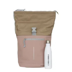 New Rebels Ferron New York Rolltop Rugzak 16L – Rolltop Werktas / Schooltas Laptop Rugtas Oud Roze