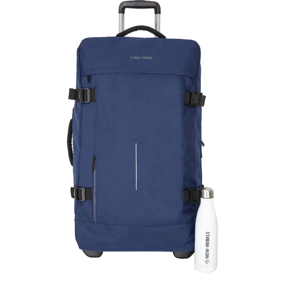 New Rebels Gassaway Trolley 35L Stevige Lichtgewicht reiskoffer met Dubbele Wielen Navy Blue