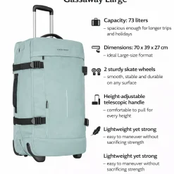 New Rebels Gassaway Trolley  XXL  | Grote Reiskoffer 73L | Lichtgewicht Koffer met Dubbele Wielen | 70x39x27 cm |  Salie groen