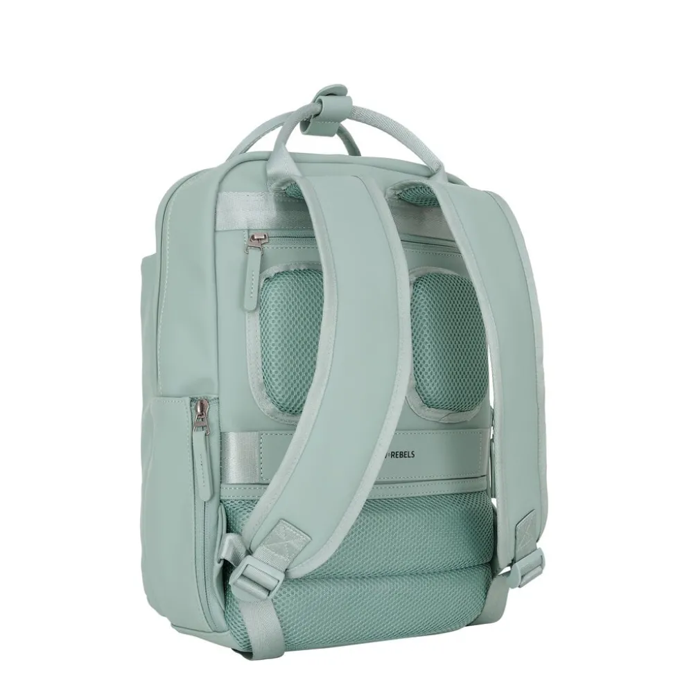 New Rebels Harper Miami Rugzak 9L Waterafstotende Laptop Rugtas 13 inch Schooltas en Werktas van PU Comfortabel Salie Green