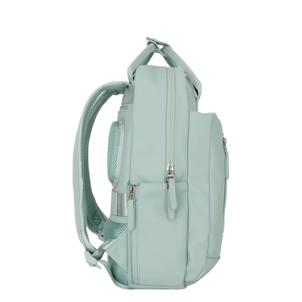 New Rebels Harper Miami Rugzak 9L Waterafstotende Laptop Rugtas 13 inch Schooltas en Werktas van PU Comfortabel Salie Green