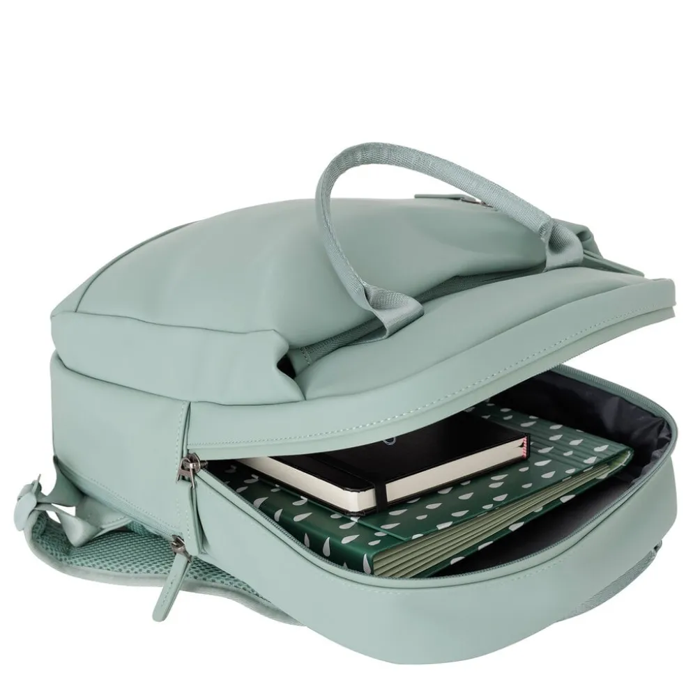 New Rebels Harper Miami Rugzak 9L Waterafstotende Laptop Rugtas 13 inch Schooltas en Werktas van PU Comfortabel Salie Green