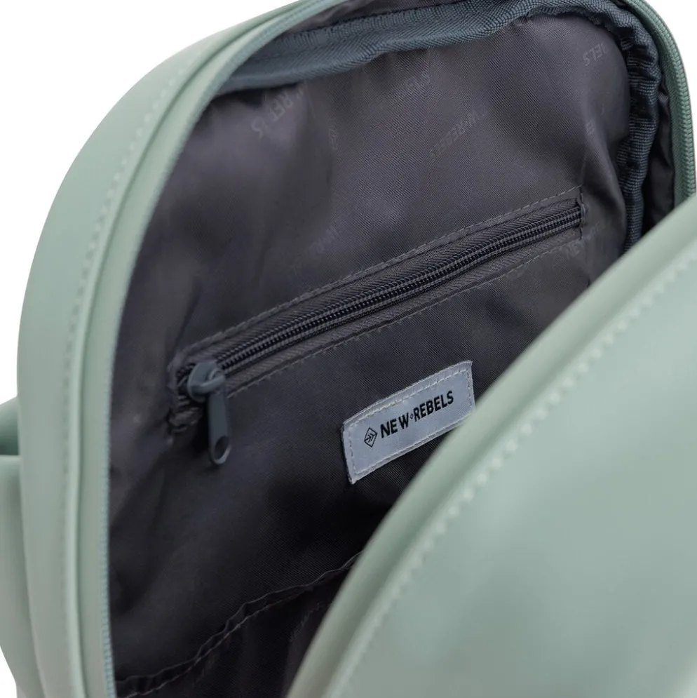 New Rebels Harper Miami Rugzak 9L Waterafstotende Laptop Rugtas 13 inch Schooltas en Werktas van PU Comfortabel Salie Green