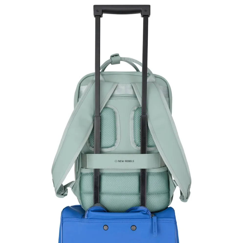 New Rebels Harper Miami Rugzak 9L Waterafstotende Laptop Rugtas 13 inch Schooltas en Werktas van PU Comfortabel Salie Green
