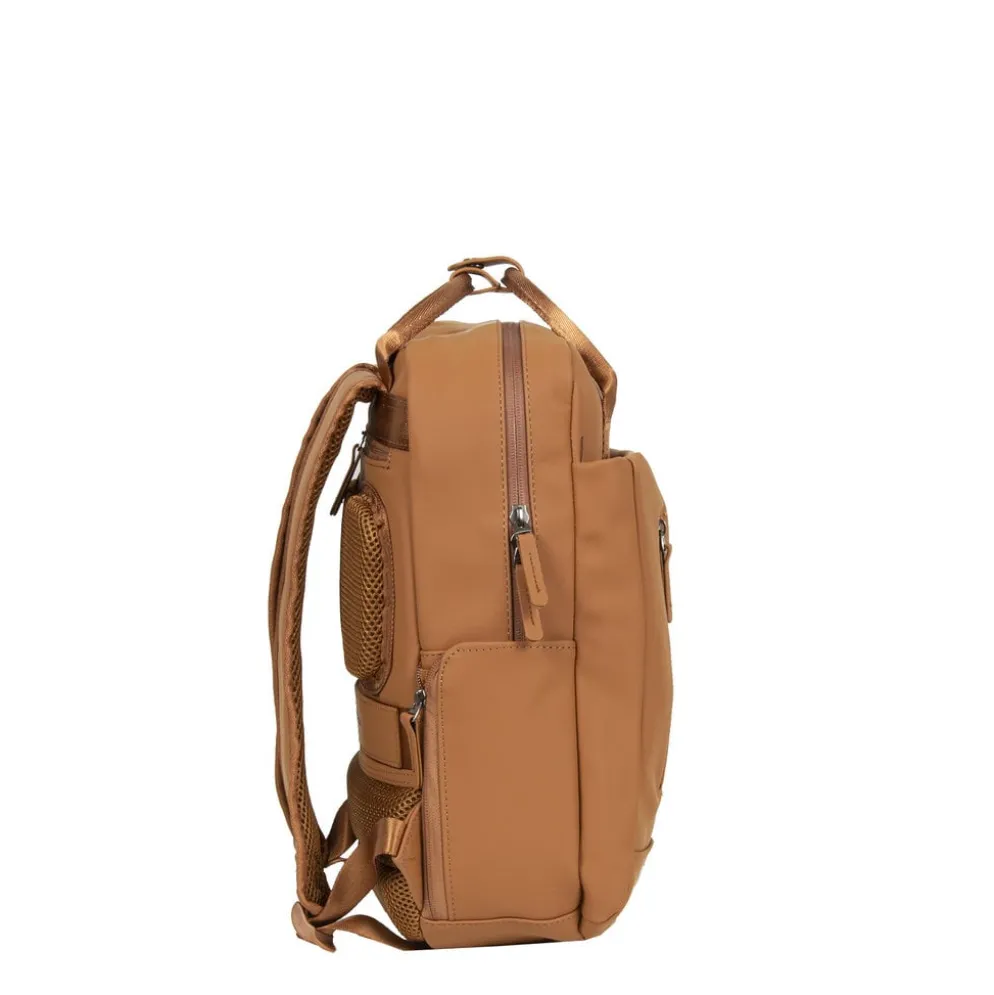 New Rebels Harper Miami Rugzak 9L Waterafstotende Laptop Rugtas 13 inch Schooltas en Werktas van PU Comfortabel Cognac