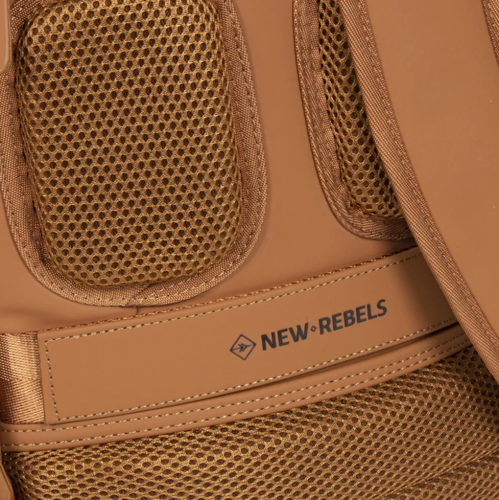 New Rebels Harper Miami Rugzak 9L Waterafstotende Laptop Rugtas 13 inch Schooltas en Werktas van PU Comfortabel Cognac