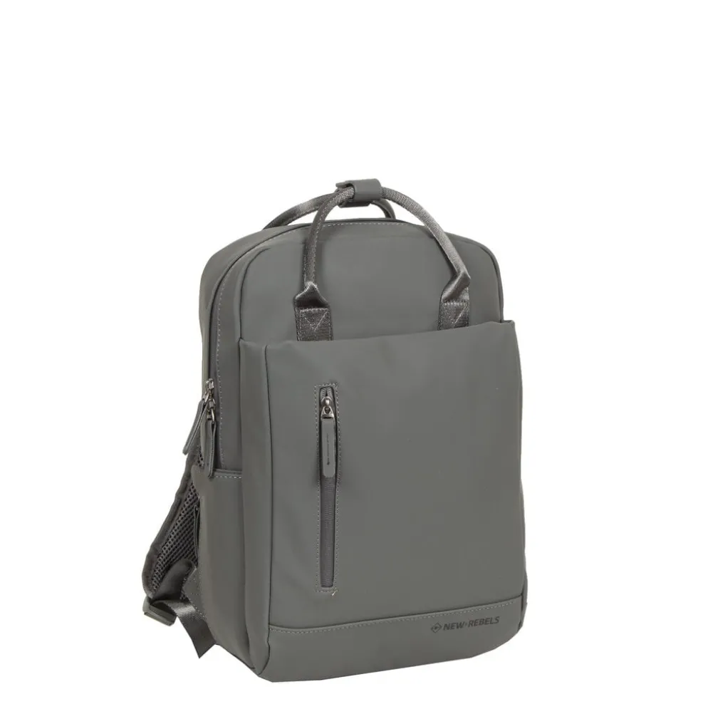 New Rebels Harper Miami Rugzak 9L Waterafstotende Laptop Rugtas 13 inch Schooltas en Werktas van PU Comfortabel Antraciet