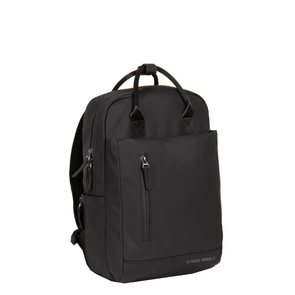 New Rebels Harper Miami Rugzak 9L Waterafstotende Laptop Rugtas 13 inch Schooltas en Werktas van PU Comfortabel Zwart