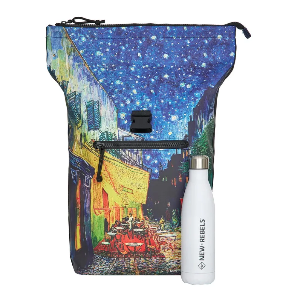 New Rebels Mart Art - New York Cafe at Night Rolltop Rugzak 21L