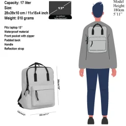New Rebels Mart Chicago Lichtgrijs 17L Rugtas Waterafstotend Laptop 13