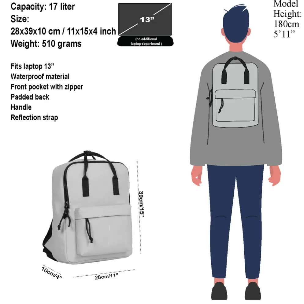 New Rebels Mart Chicago Lichtgrijs 17L Rugtas Waterafstotend Laptop 13"