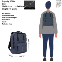 New Rebels Mart Chicago Navy 17L Rugtas Waterafstotend Laptop 13