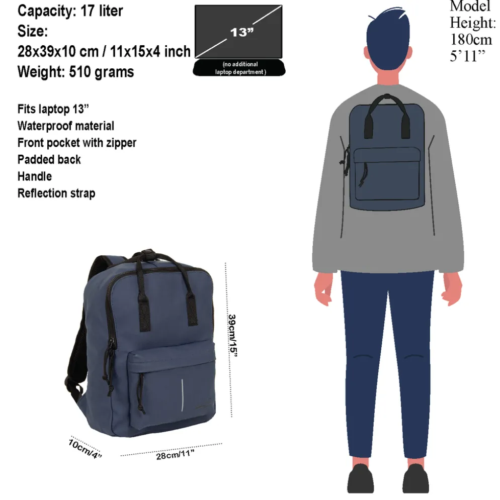 New Rebels Mart Chicago Navy 17L Rugtas Waterafstotend Laptop 13"