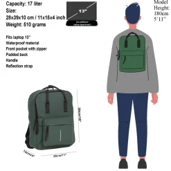 New Rebels Mart Chicago Nacht Groen 17L Rugtas Waterafstotend Laptop 13