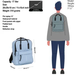 New Rebels Mart Chicago Zacht Blauw 17L Rugtas Waterafstotend Laptop 13