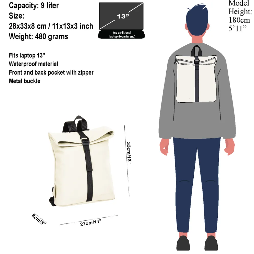 New Rebels Mart Los Angeles Off White 7L Rolltop Rugzak Waterafstotend