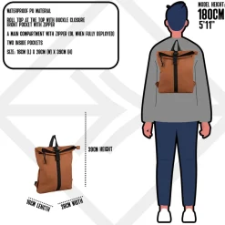 New Rebels Mart Los Angeles Cognac 7L Rolltop Rugzak Waterafstotend