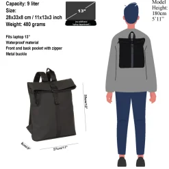 New Rebels Mart Los Angeles Zwart 7L Rolltop Rugzak Waterafstotend