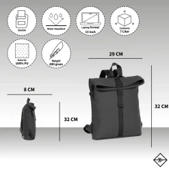New Rebels Mart Los Angeles Zwart 7L Rolltop Rugzak Waterafstotend