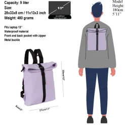New Rebels Mart Los Angeles Lila 7L Rugtas Rolltop Waterafstotend